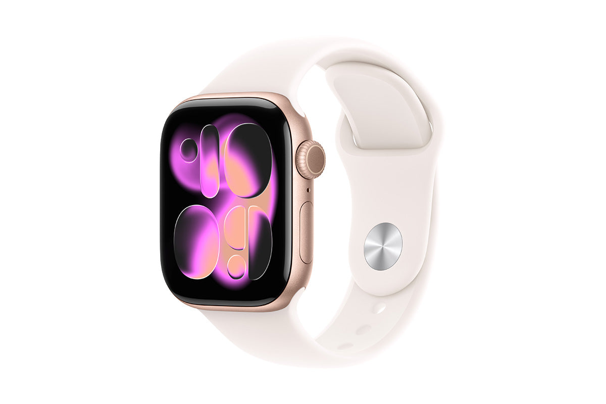 Apple Watch Series 11 | 42mm | GPS + Cellular | Rose Gold Animinium Case with Light Blush Sport Band S/M