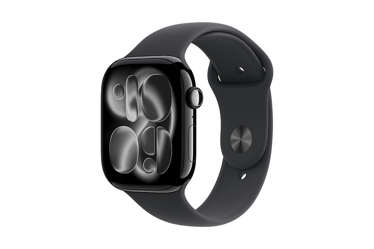 Apple Watch Series 11 | 46mm | GPS + Cellular | Jet Black Animinium Case with Black Sport Band M/L
