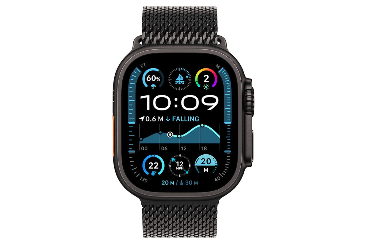 Apple Watch Ultra 2 GPS Cellular 49mm Black Titanium Case with Black Titanium Milanese Loop Small