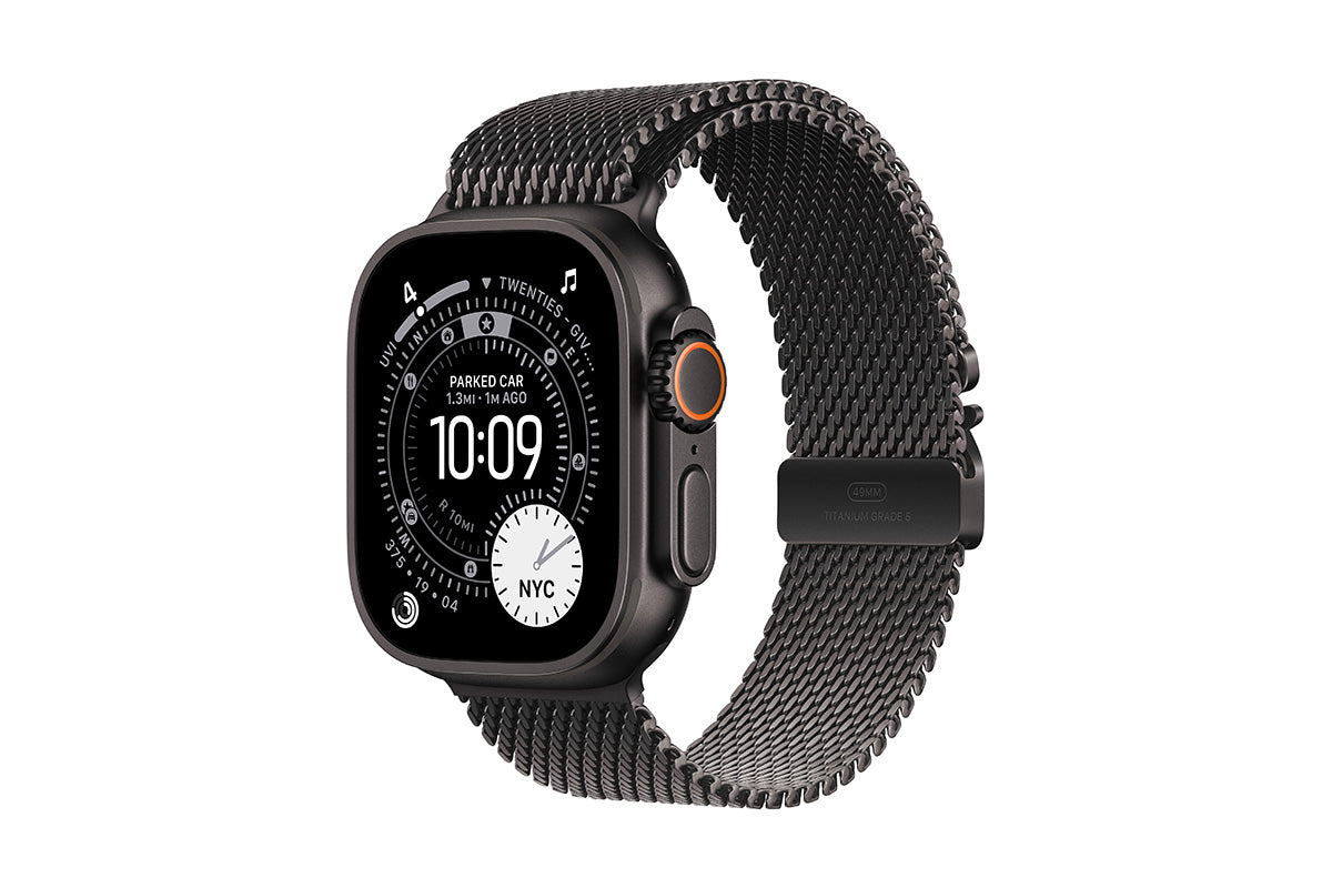 Apple Watch Ultra 3 | 49mm | GPS + Cellular | Black Titanium Case with Black Titanium Milanese Loop - Small