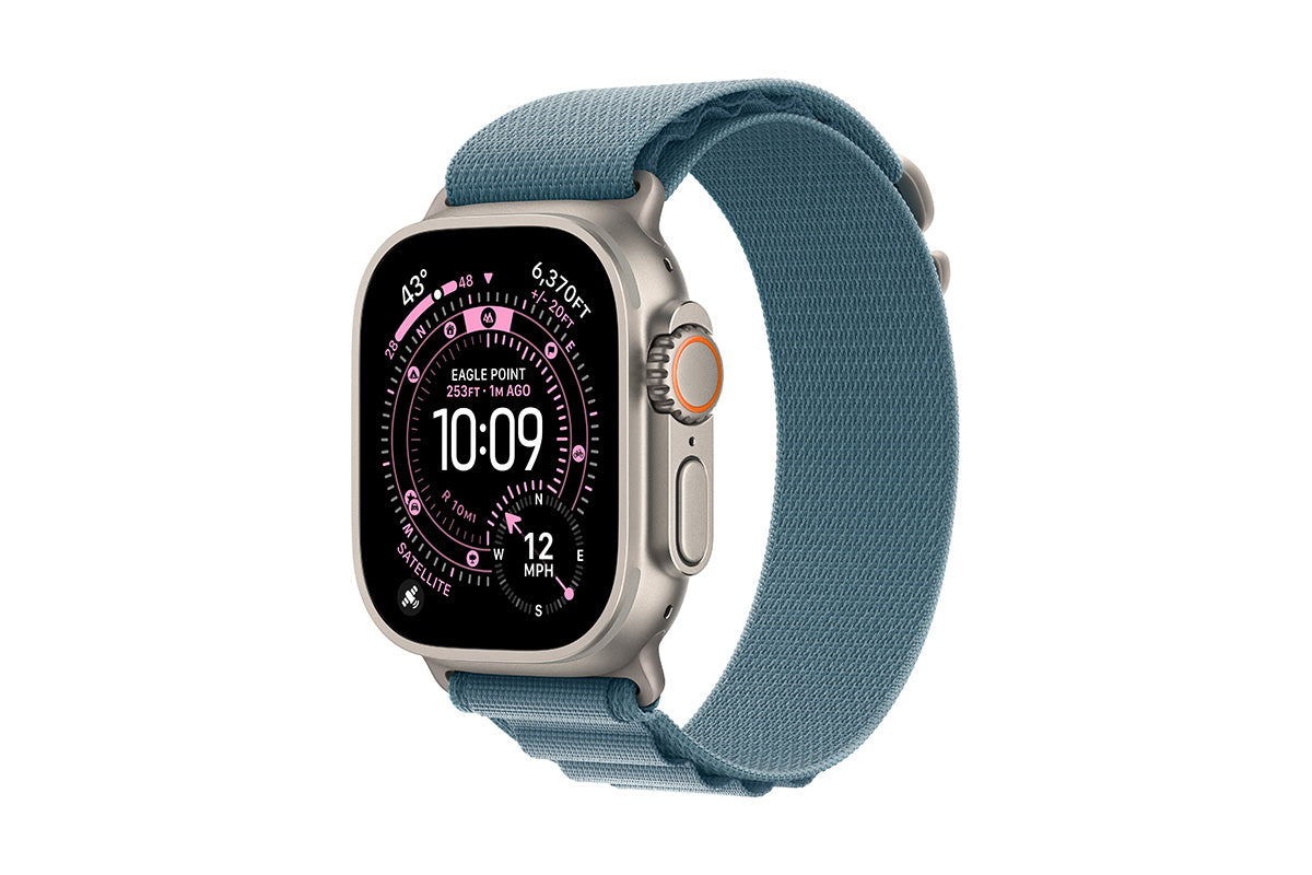 Apple Watch Ultra 3 | 49mm | GPS + Cellular | Natural Titanium Case with Light Blue Alpine Loop - Small