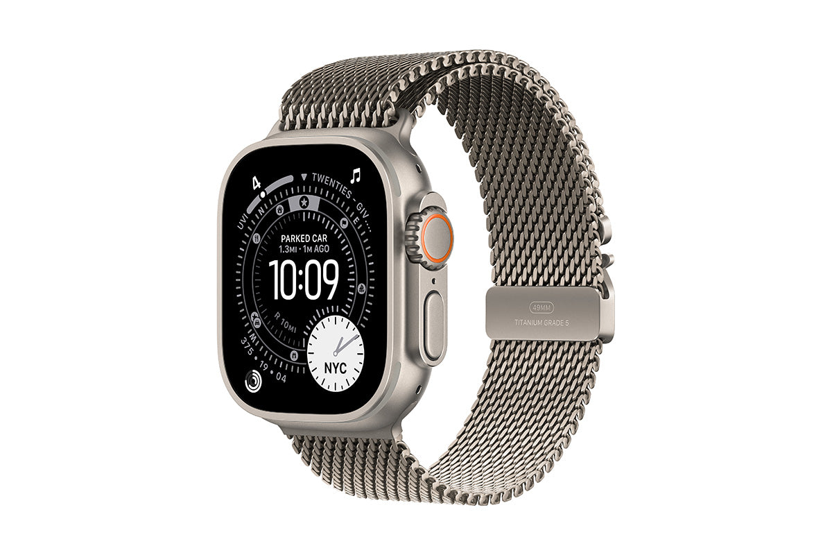 Apple Watch Ultra 3 | 49mm | GPS + Cellular | Natural Titanium Case with Natural Titanium Milanese Loop - Medium