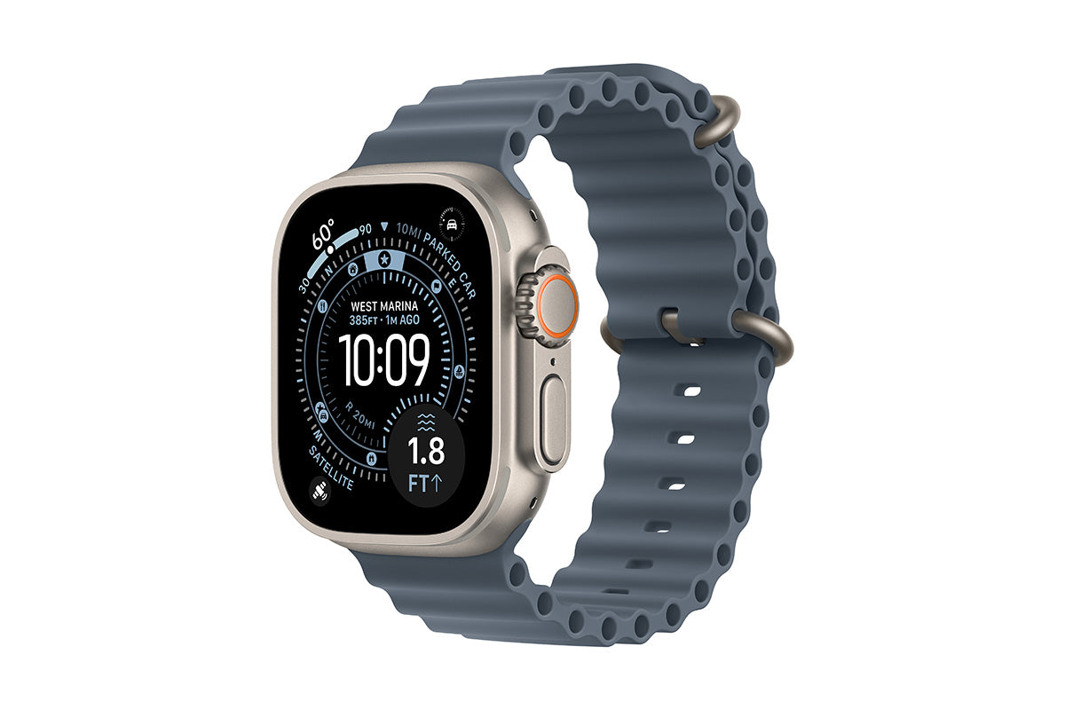 Apple Watch Ultra 3 | 49mm | GPS + Cellular | Natural Titanium Case with Anchor Blue Ocean Band