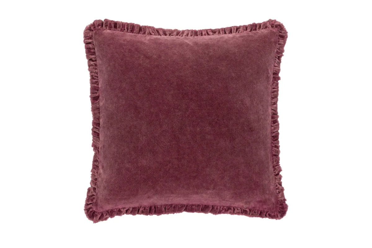 Yard | Bertie Cotton Velvet Cushion | Burnt Red | 45 x 45 cm