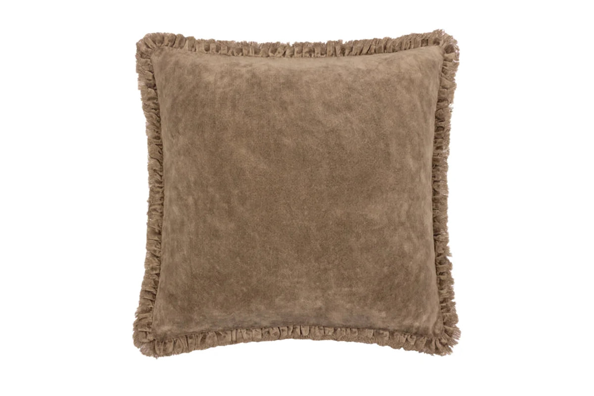 Yard | Bertie Cotton Velvet Cushion | Chocolate | 45 x 45 cm