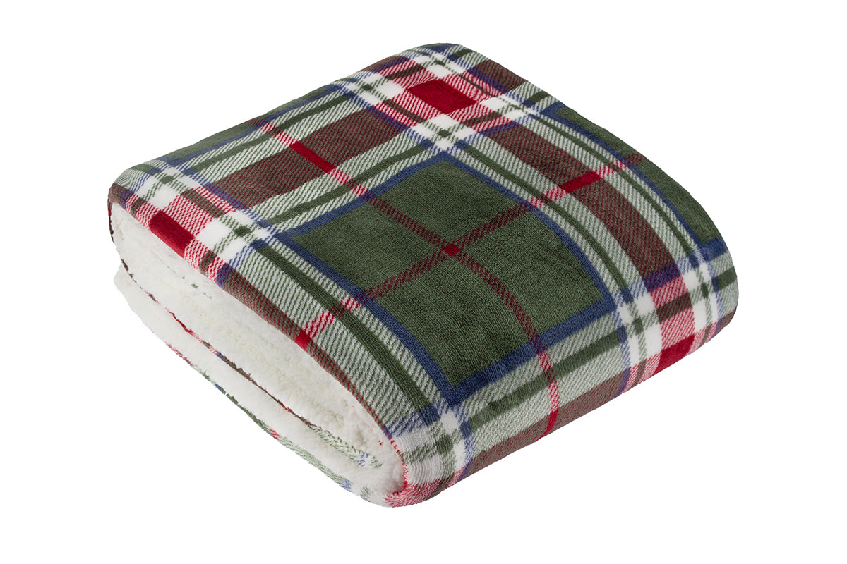 Braemar Sherpa Throw | Berry/pine | 140 x 180 cm