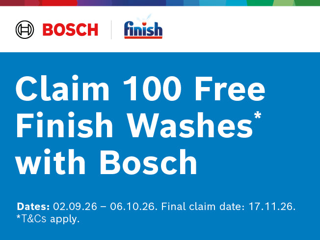 Claim 100 Free Finish Washes with Bosch.