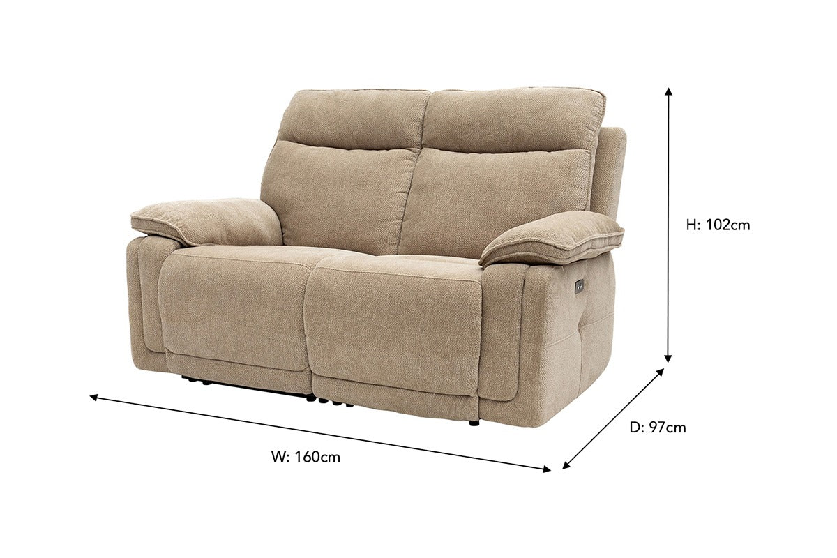 Cadenza 2 Seater Sofa | Power Recliner | Fabric | Camel