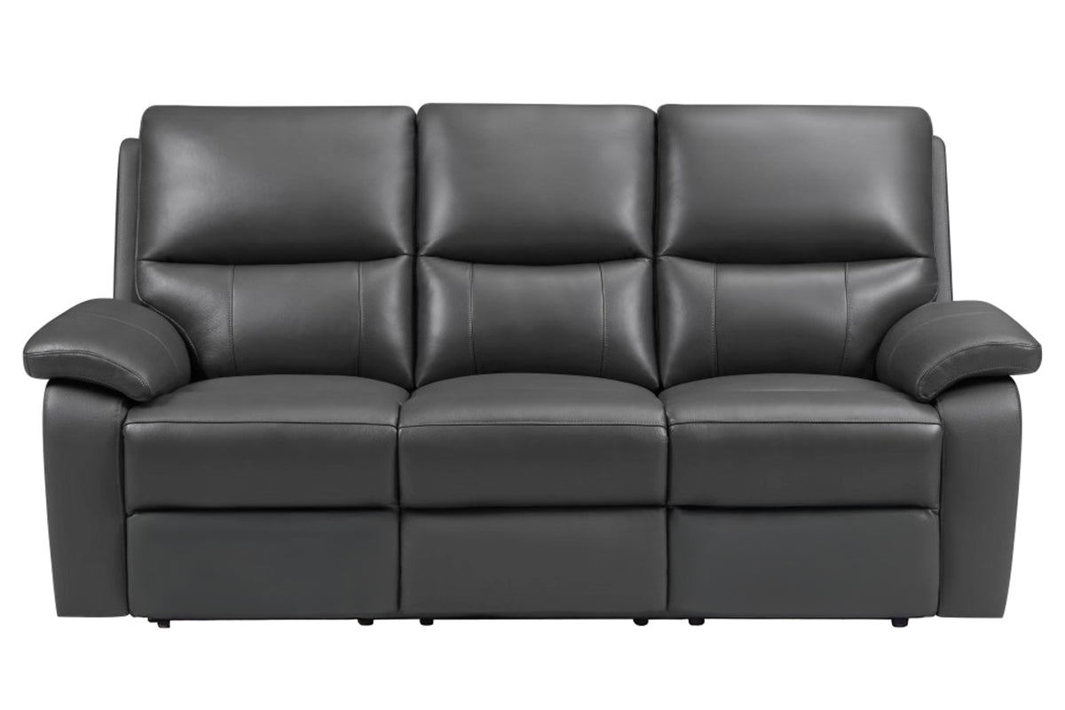 Cannes 3 Seater Sofa | Power Recliner | Leather | Charcoal