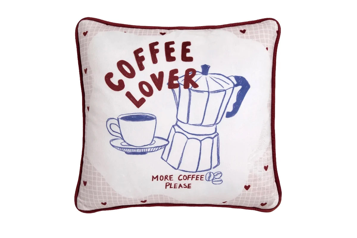 Fusion | Coffee Club Polyester Cushion | Blue | 43 x 43 cm