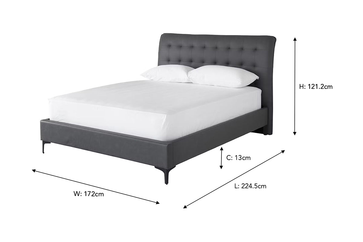 Lewis Bed Frame | Vegan Leather | King | 5ft | Anthracite