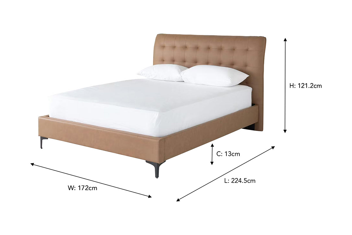 Lewis Bed Frame | Vegan Leather | King | 5ft | Tan