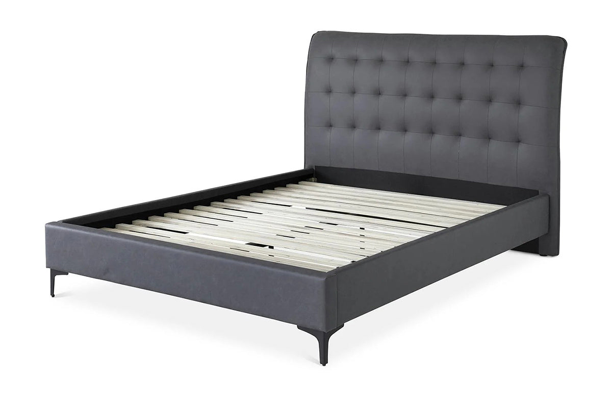 Lewis Bed Frame | Vegan Leather | King | 5ft | Anthracite