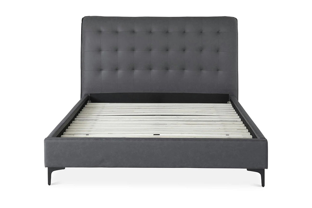 Lewis Bed Frame | Vegan Leather | King | 5ft | Anthracite