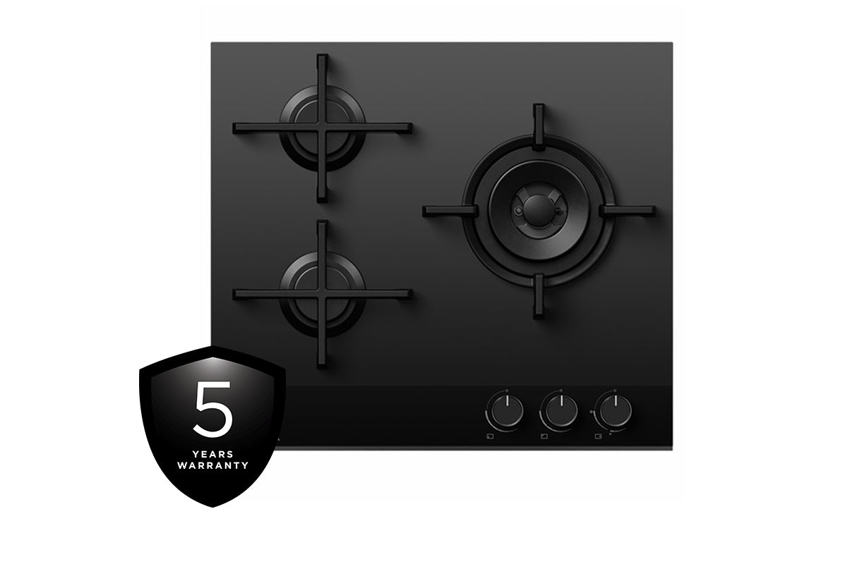 Fisher & Paykel Series 9 60cm 3 Burners Gas Hob | CG603DNGGB4 | Black