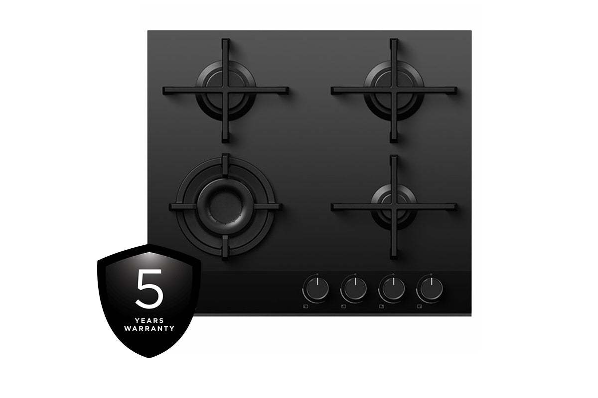 Fisher & Paykel Series 9 60cm 4 Burners Gas Hob | CG604DNGGB4 | Black