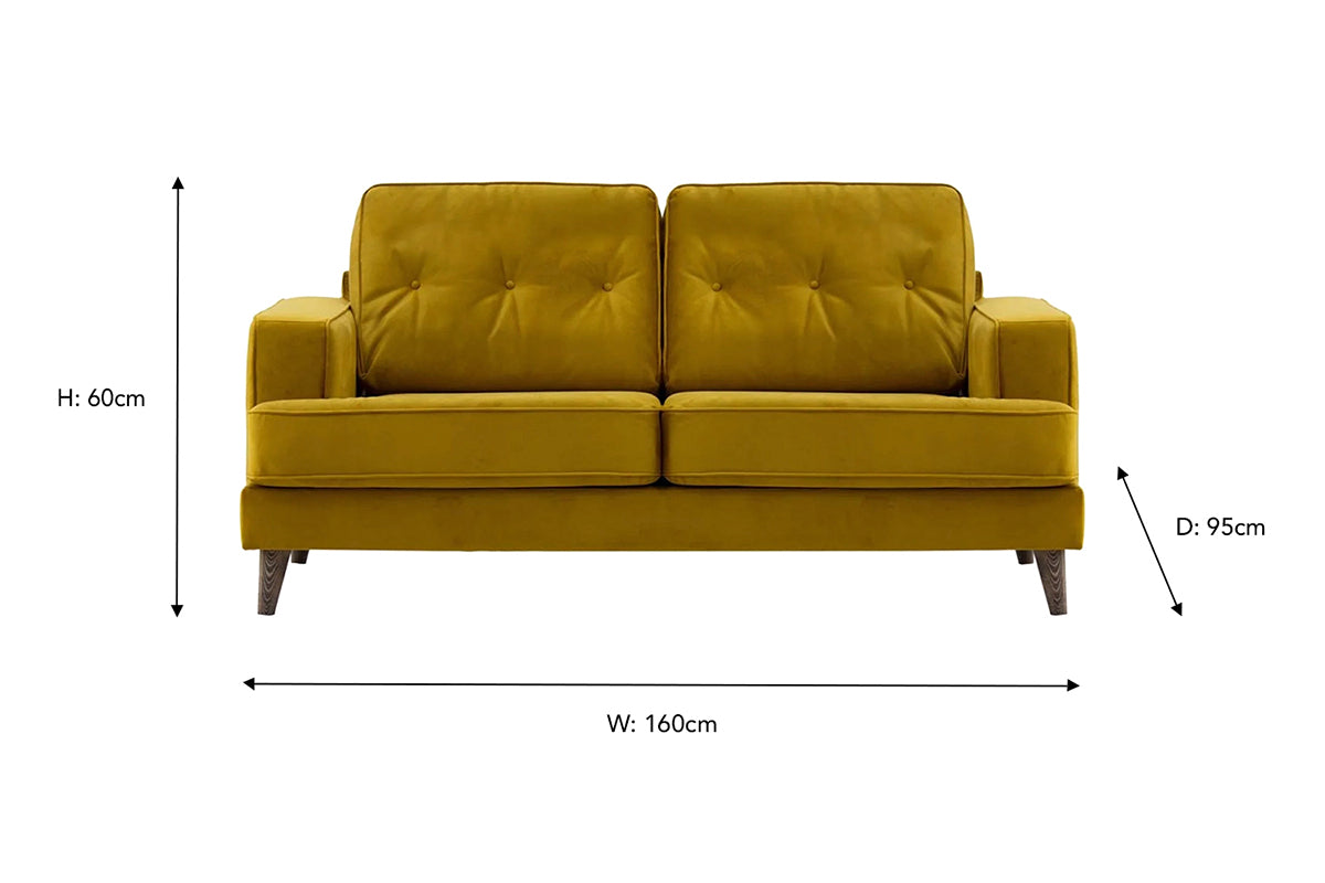 Charles 2 Seater Sofa | Fabric | Yellow