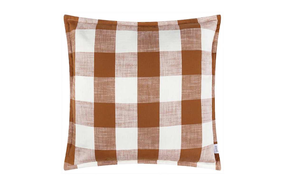 Chesil Check Cushion | Pecan\White | 50 x 50 cm