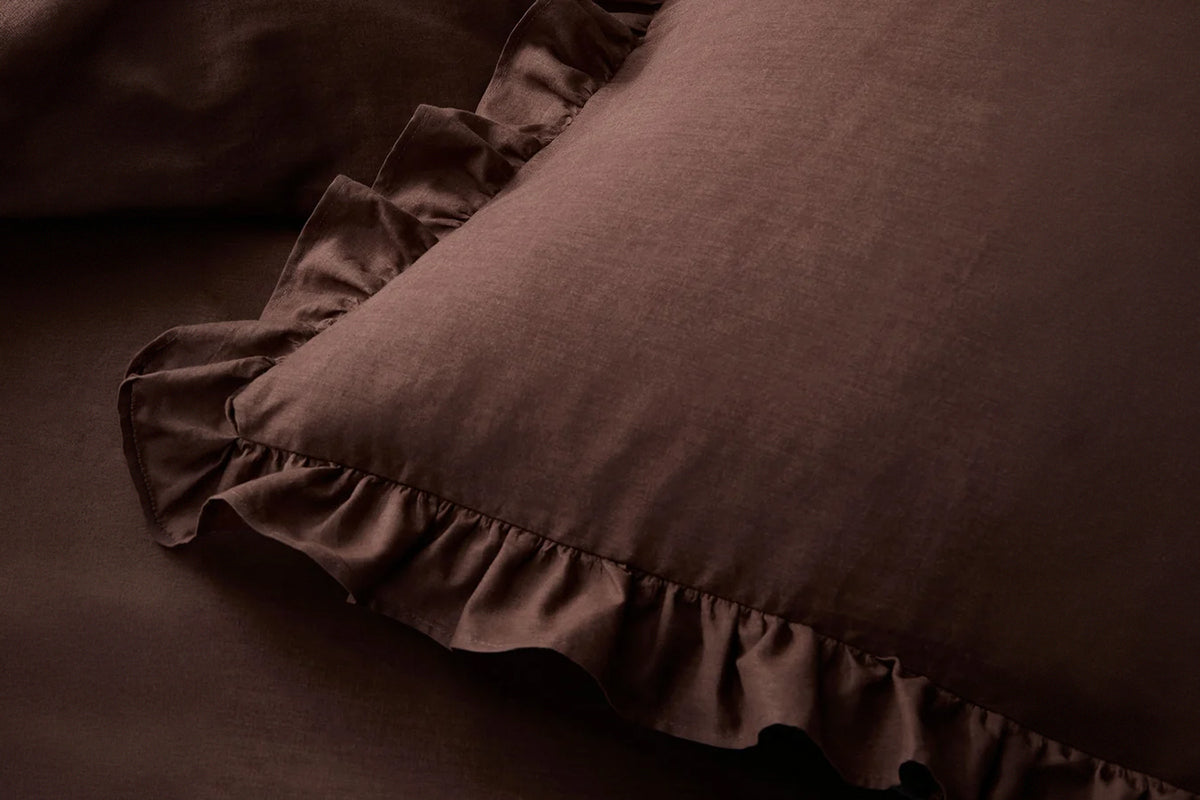 Cassia Frill Duvet Cover Set | Chocolate | Double-3