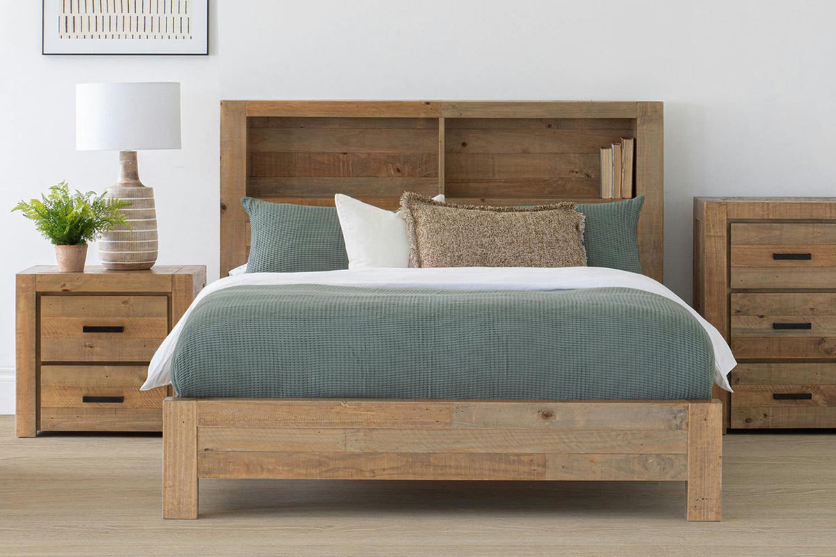 Coolmore Storage Headboard Bed Frame | King | 5ft |Natural