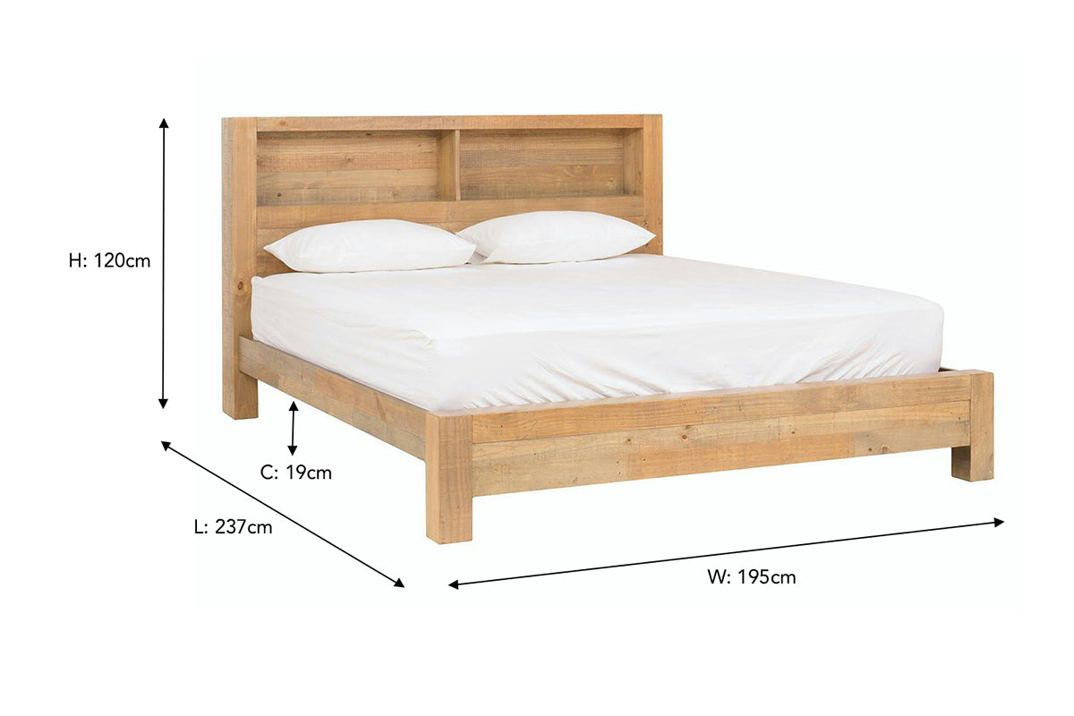 Coolmore Storage Headboard Bed Frame | Super King | 6ft | Natural
