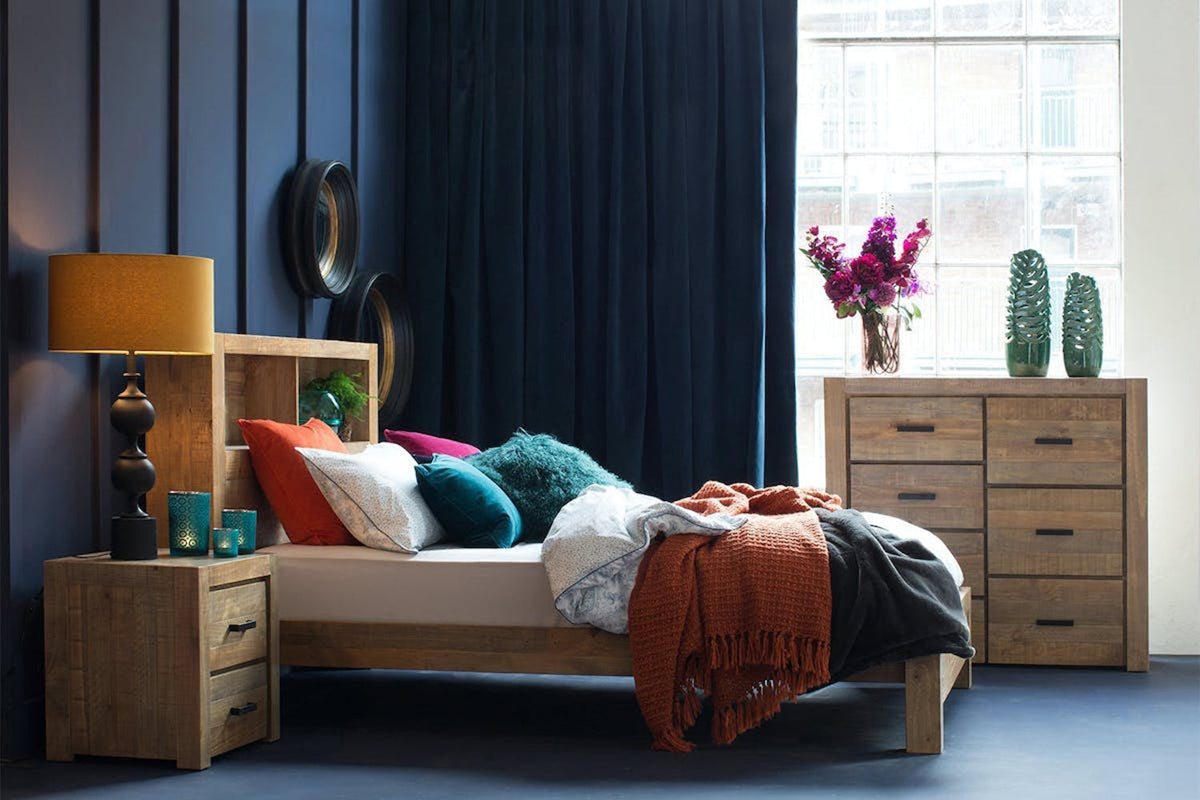 Coolmore Storage Headboard Bed Frame | Super King | 6ft | Natural