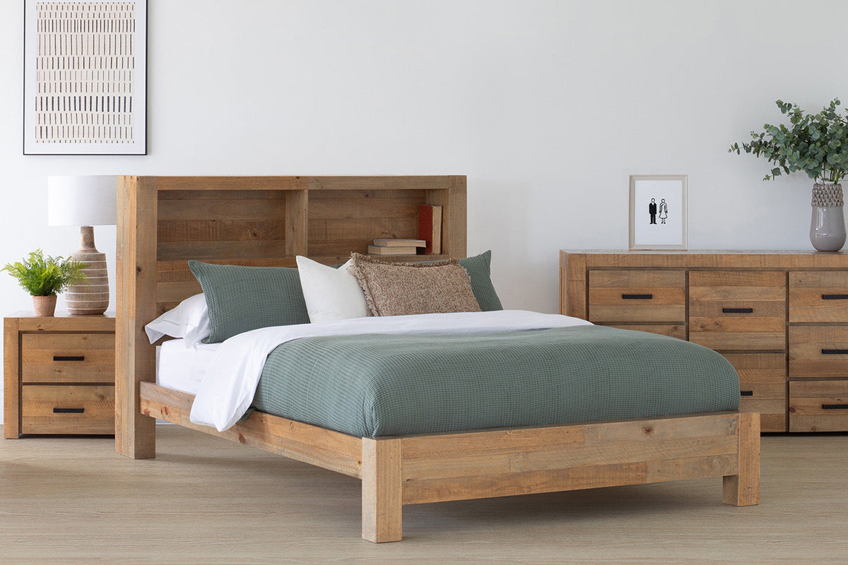 Coolmore Storage Headboard Bed Frame | Super King | 6ft | Natural
