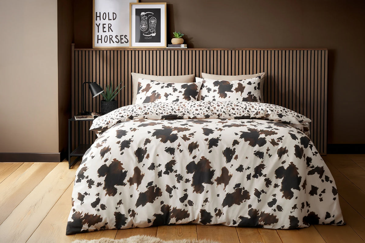 Cow Print Duvet Cover Set | Natural | Double
