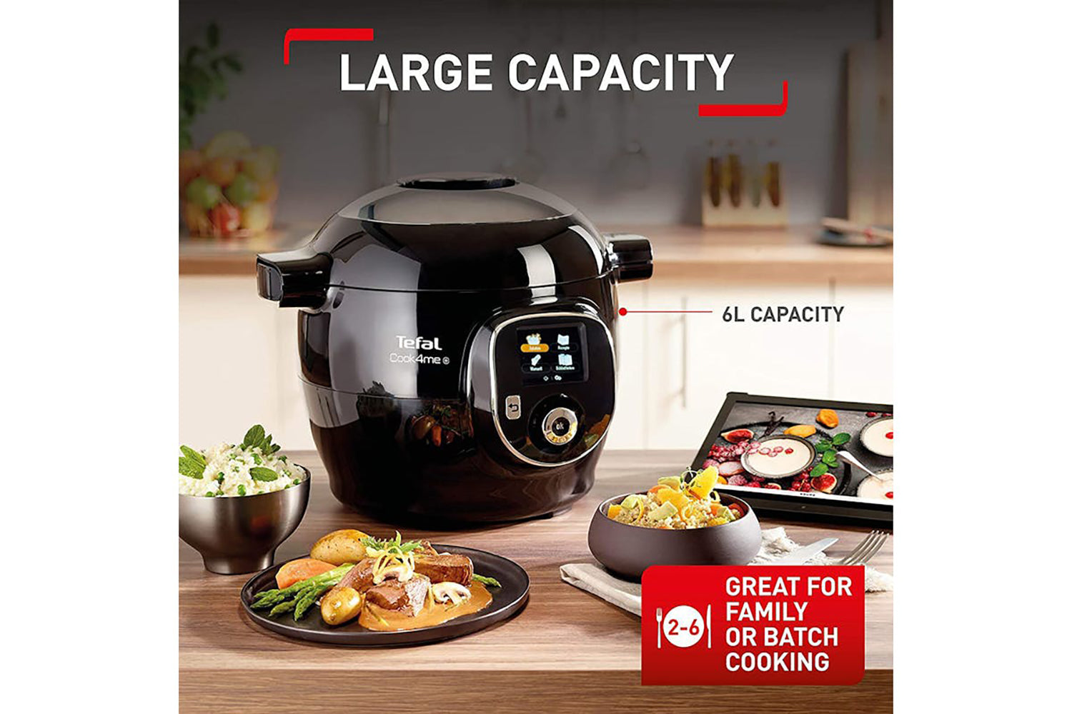Tefal Cook4me+ 6L Digital Multi Pressure Cooker | CY851840 | Black