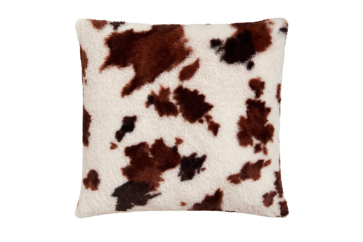 Fusion | Cow Print Faux Fur Cushion | Natural | 43 x 43 cm