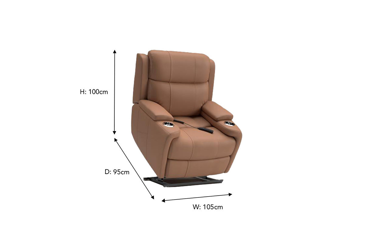 Cameron Armchair | Power Recliner | Lift and Tilt | Fabric | Saddle