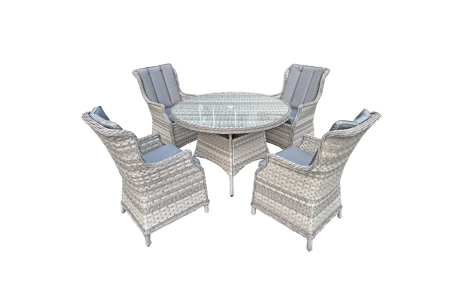 OSeasons Knightsbridge Xl Rattan 4 Seat Dining Set | Outdoor Dining Set | Rattan | Dove Grey