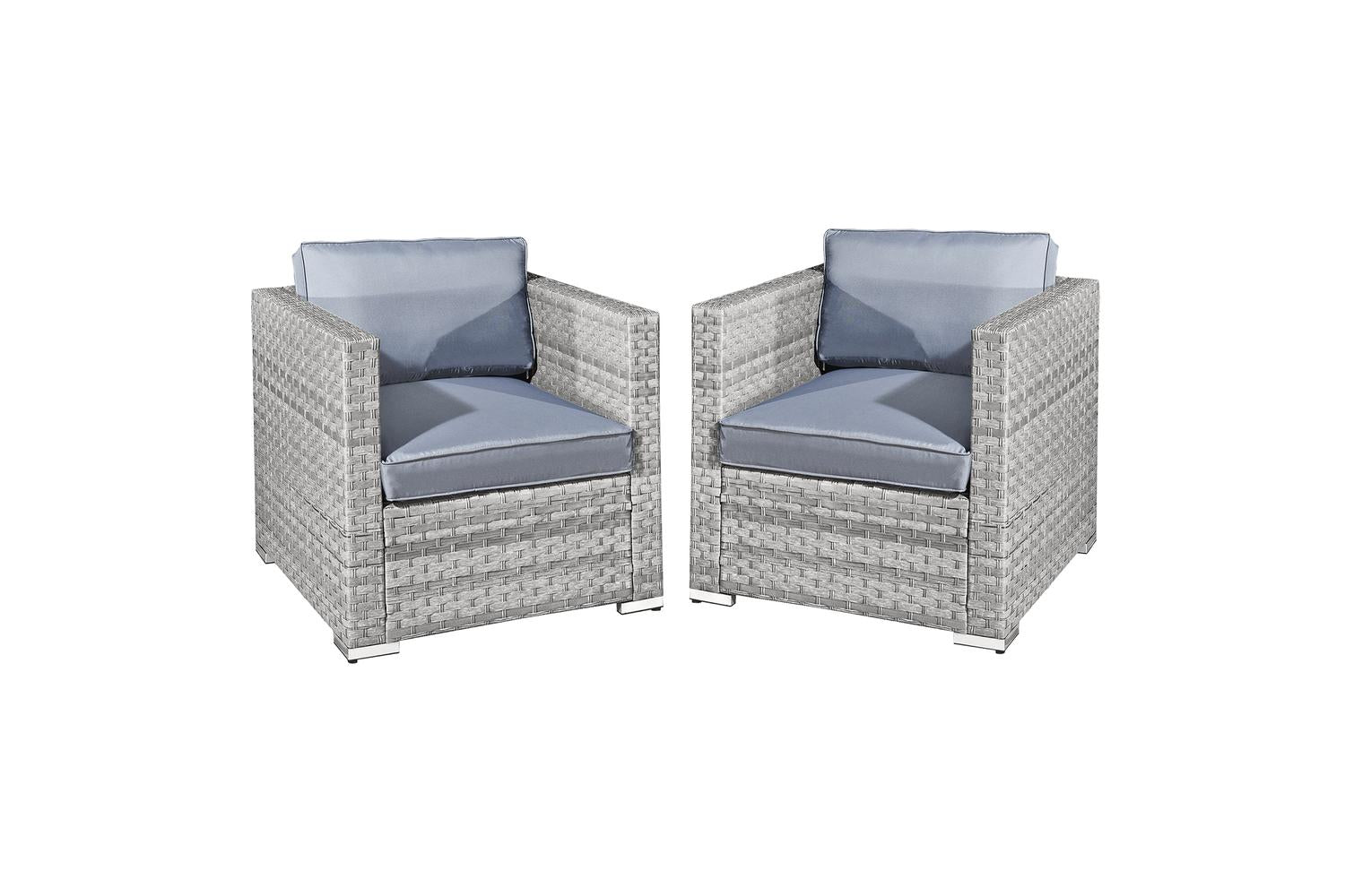 OSeasons Malta Rattan 2 Seat Twin Chair Set | Outdoor Lounge Set | Rattan | Dove Grey