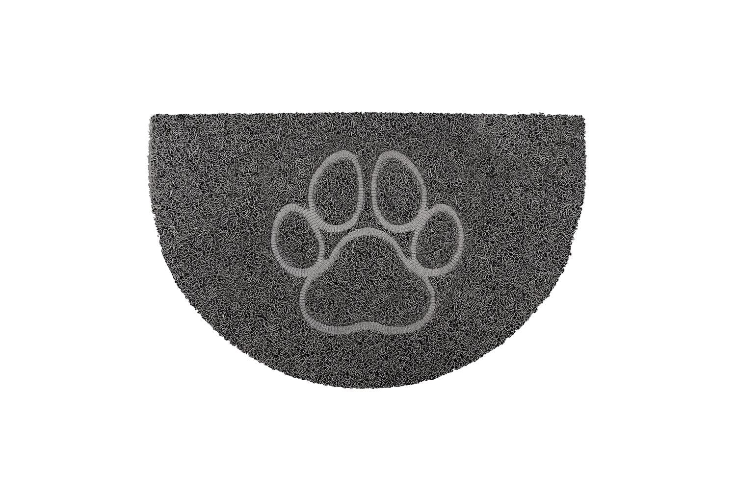 OSeasons Paw Half Moon Doormat | Outdoor Rug | Grey | 70cm X 44cm