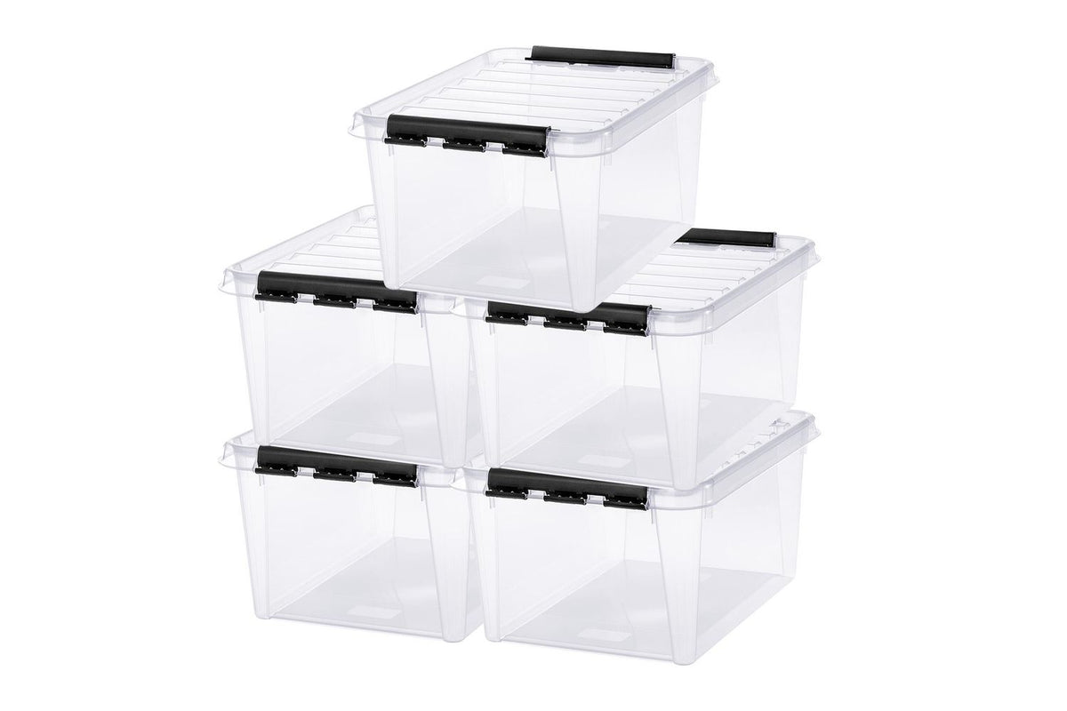 Smartstore Classic 31 Storage Box | Clear Plastic | 32 Litre | 5 Pack | L50 X W39 X H26 Cm