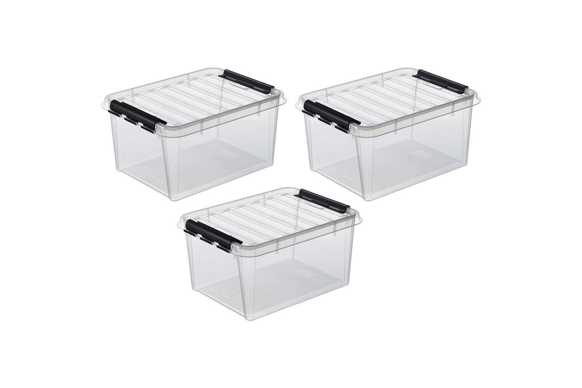Smartstore Classic 15 Clear Storage Box With Lid | Storage Box | Polypropylene | 14 Litre | 3 Pack