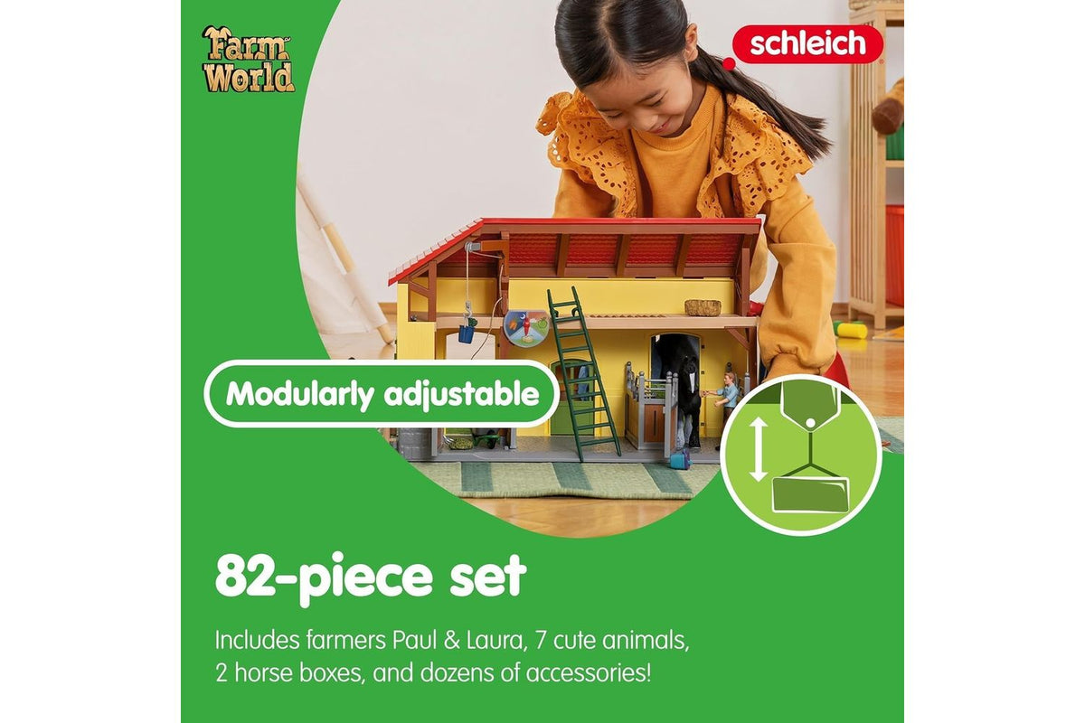 Schleich Farm World Horse Stable | Toy Playset-4