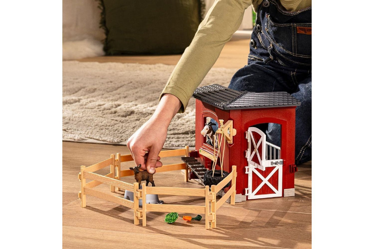 Schleich Farm World Goat Stable | Toy Playset-2