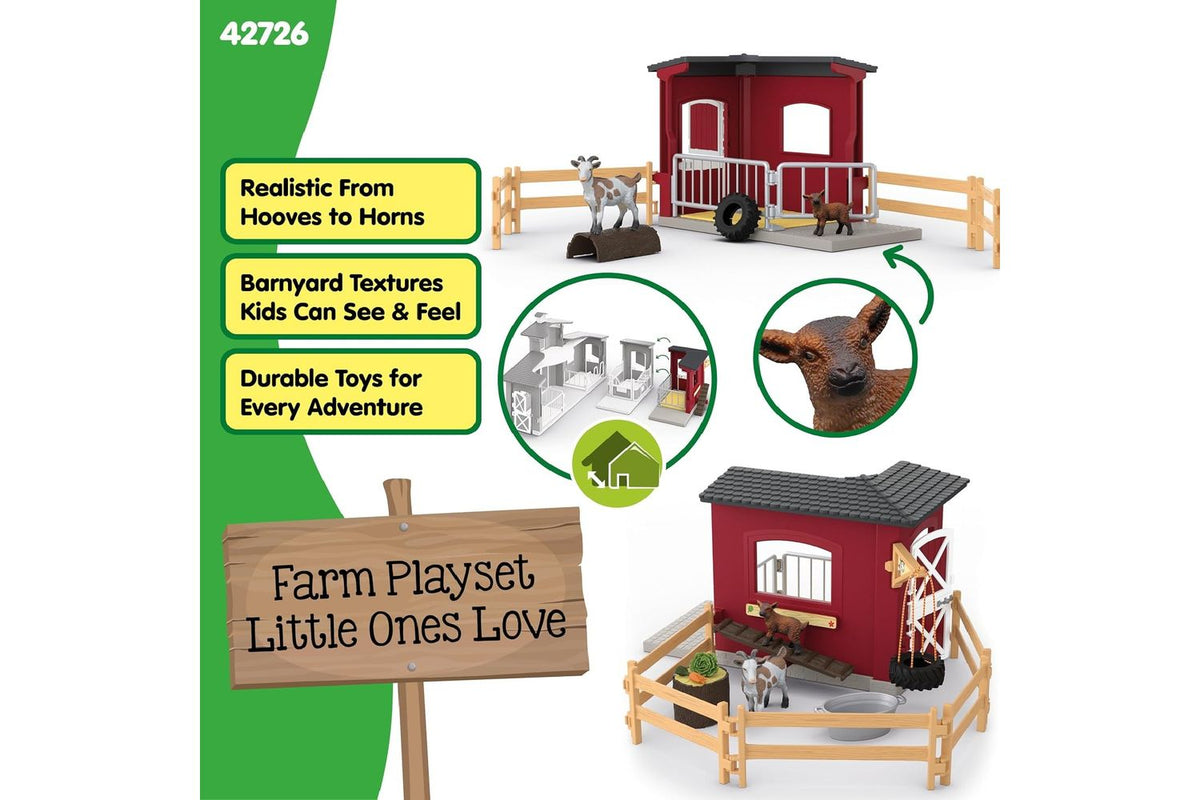 Schleich Farm World Goat Stable | Toy Playset-3