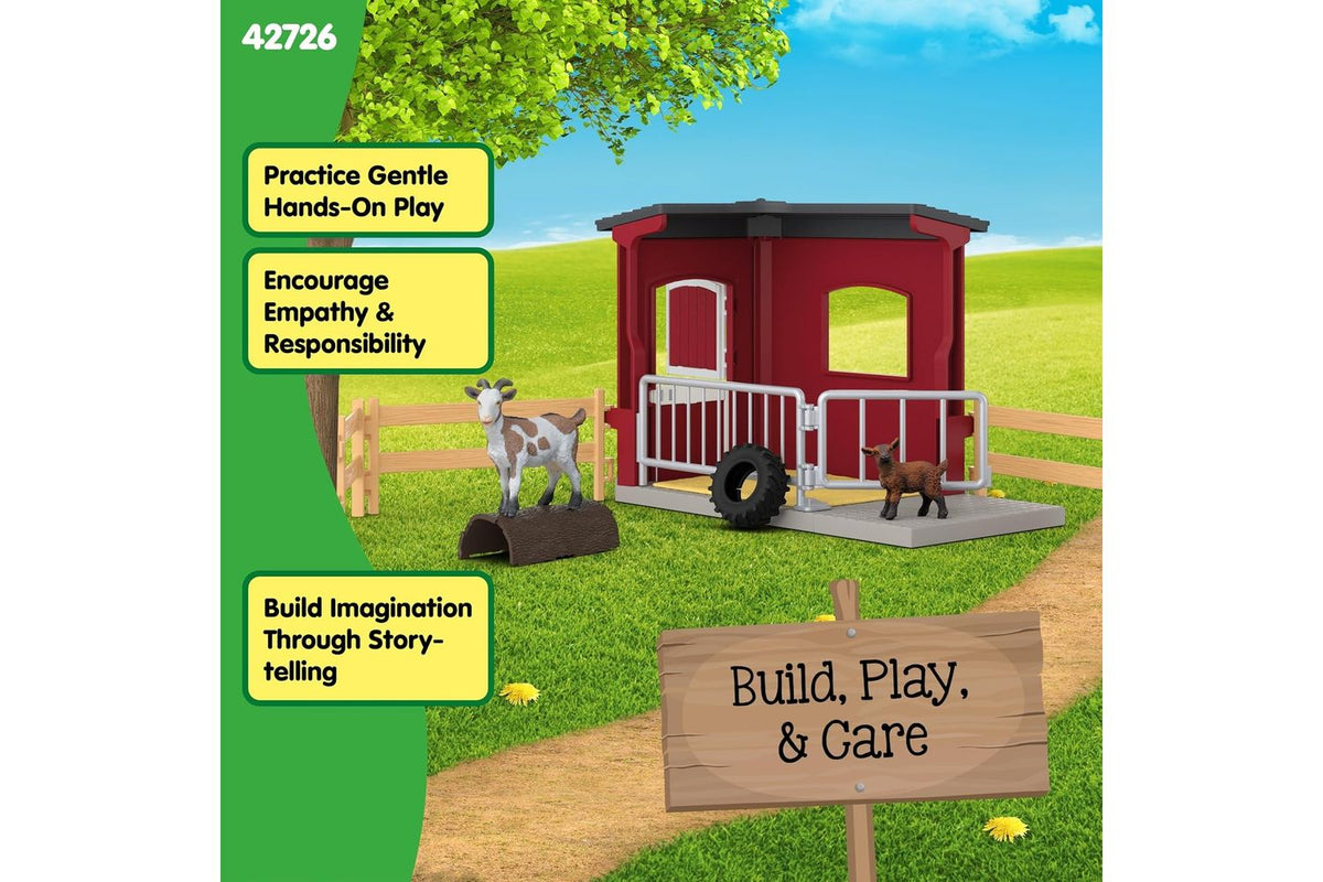 Schleich Farm World Goat Stable | Toy Playset-4