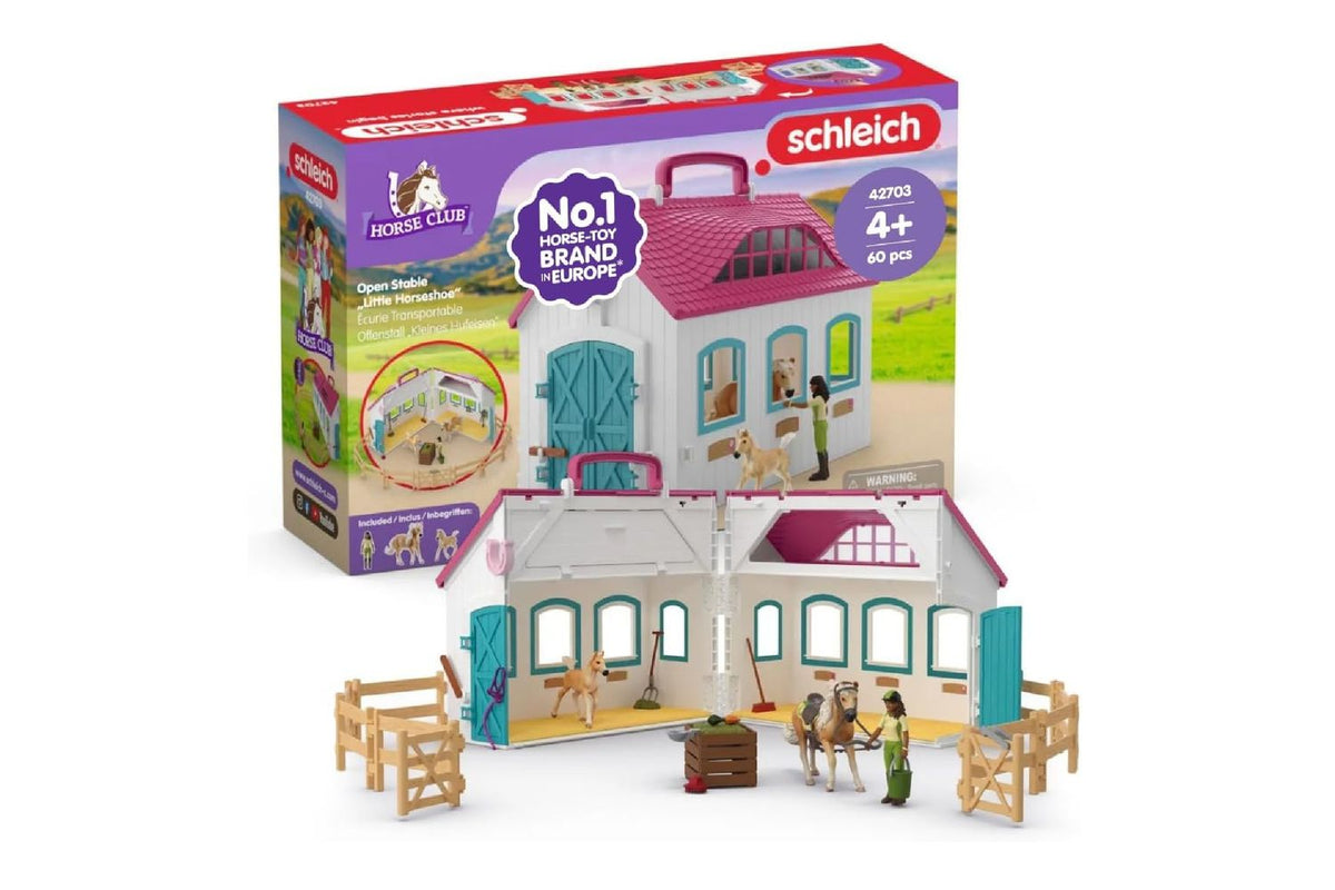 Schleich Horse Club Little Horseshoe Open Stable | Toy Playset | Plastic