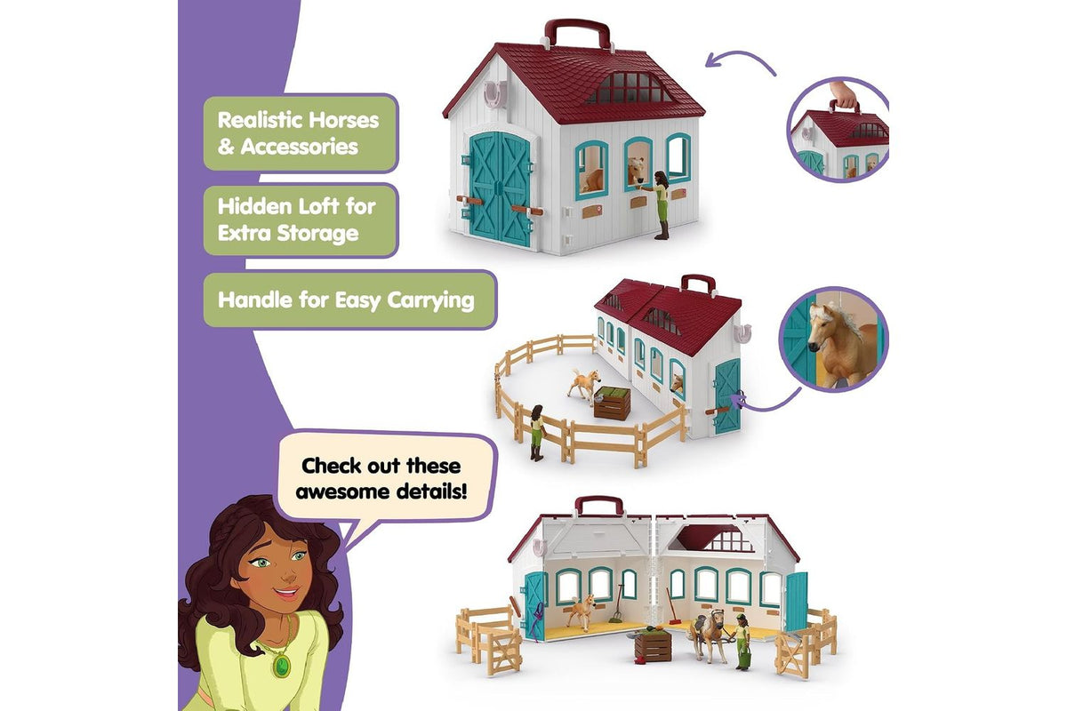 Schleich Horse Club Little Horseshoe Open Stable | Toy Playset | Plastic-3