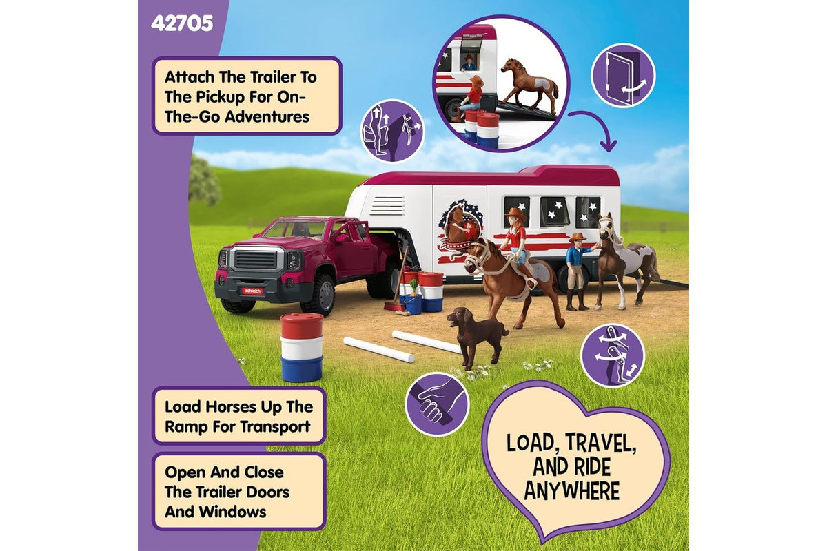 Schleich Horse Club Lakeside Truck With Horse Trailer | Toy Playset-4