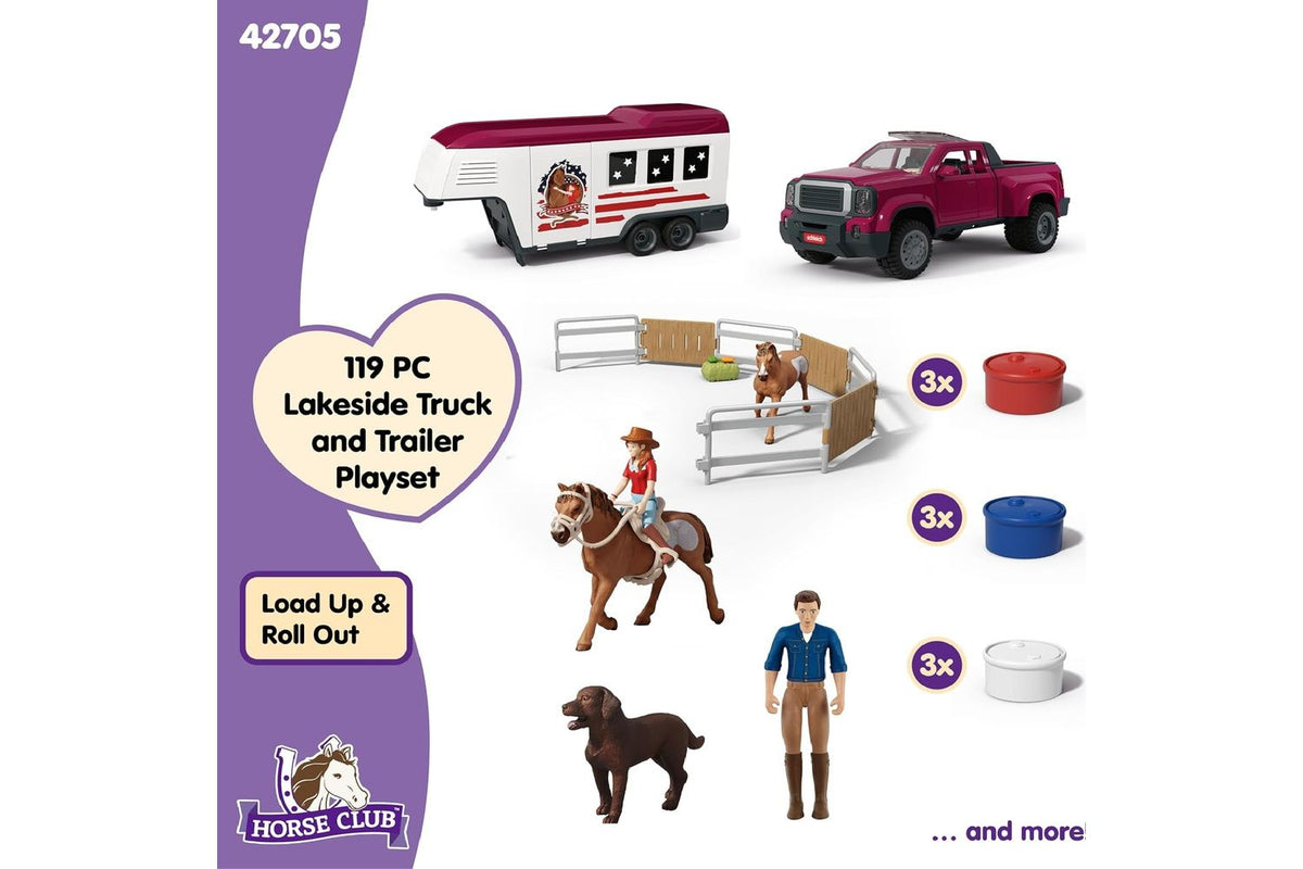Schleich Horse Club Lakeside Truck With Horse Trailer | Toy Playset-5