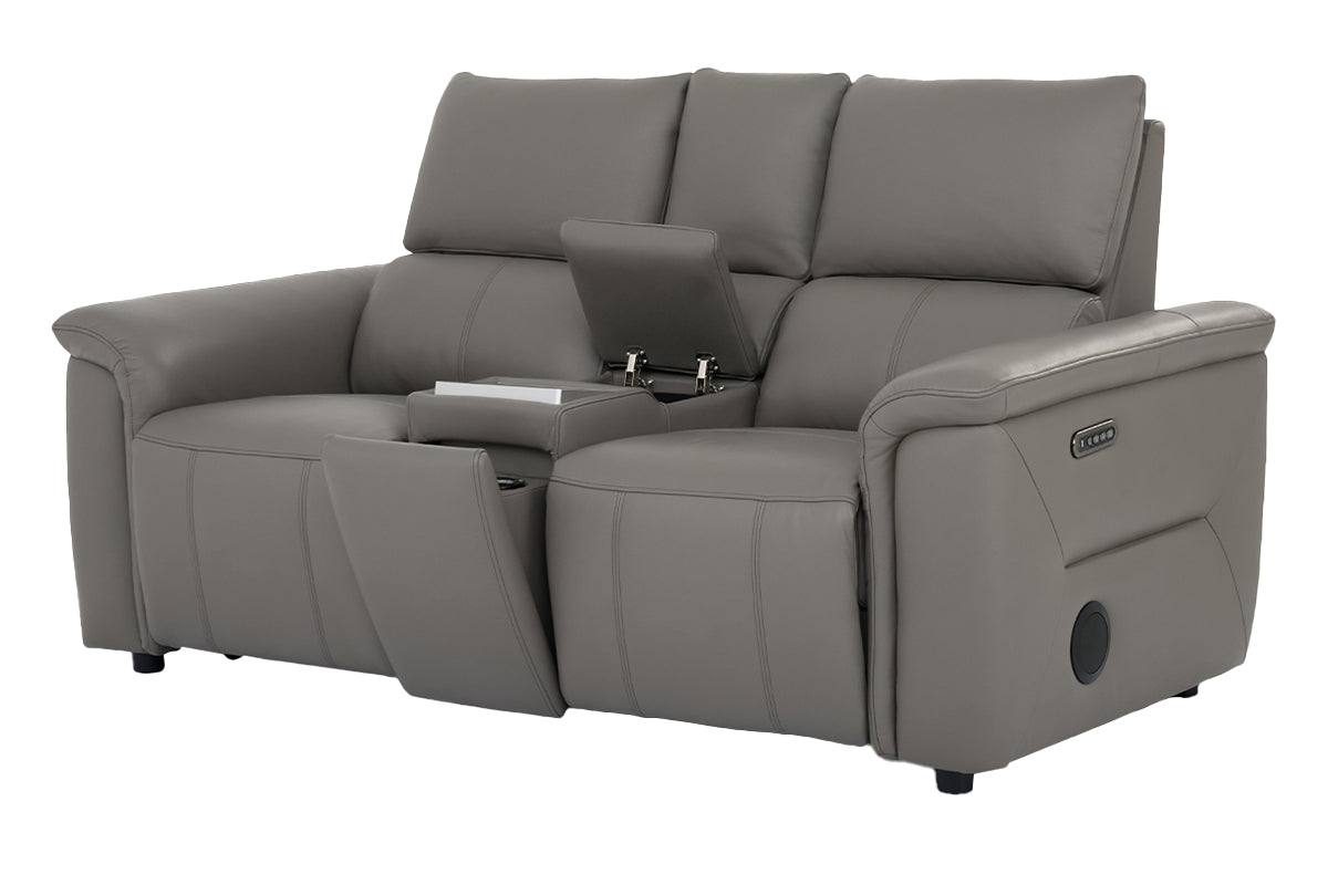 Noah 2 Seater Sofa | Power Recliner | Leather | Grey
