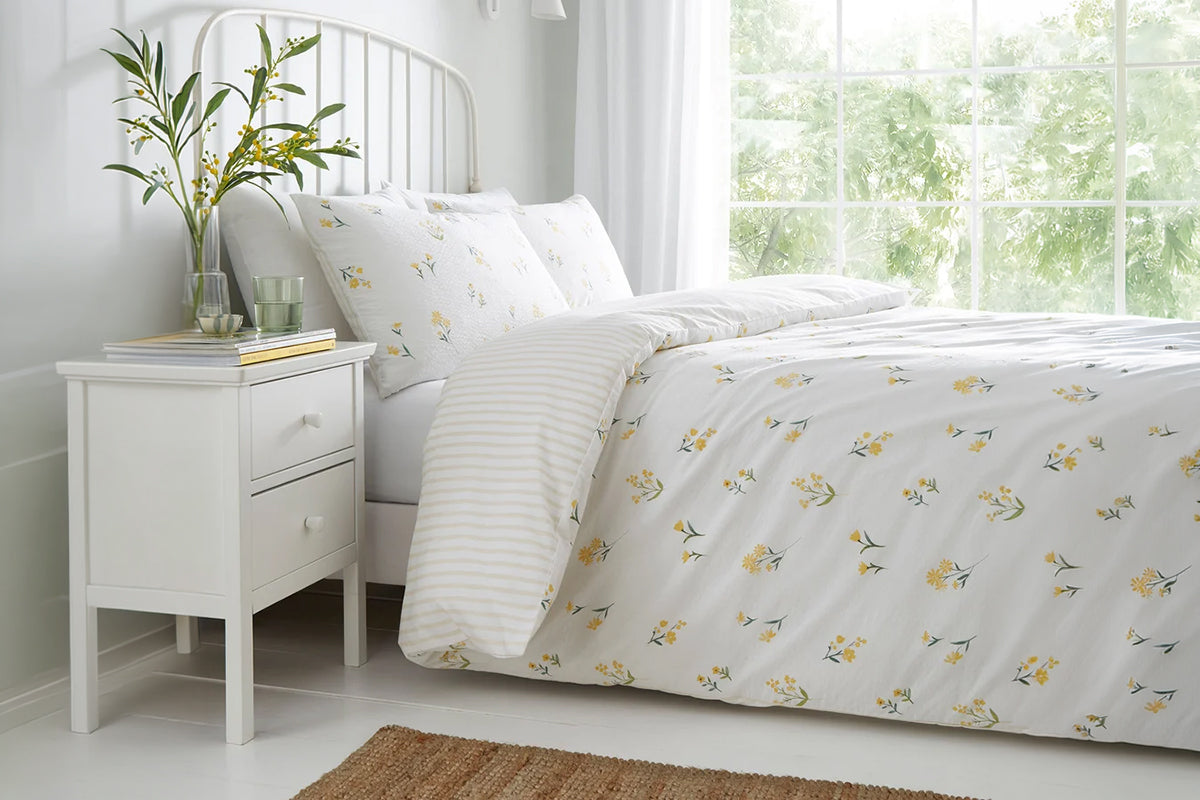 Ditsy Floral Seersucker Duvet Cover Set | Yellow | Single