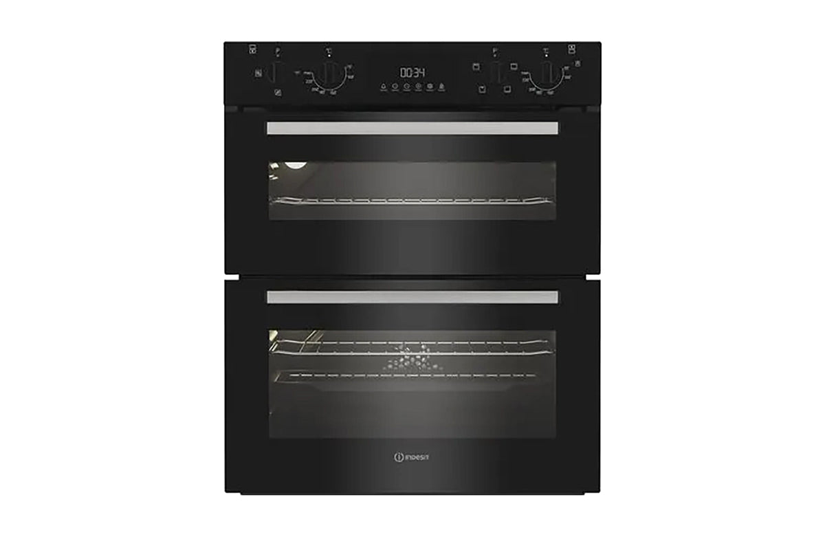Indesit Built-in Electric Fan Double Oven | DUI10DB | Black