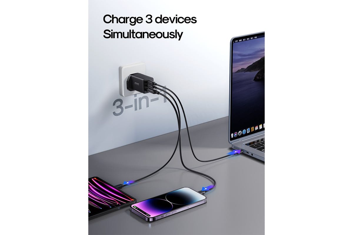 Homeline 2C1A 65W Fast Charger +100W C to C Cable | 1.2m | Black