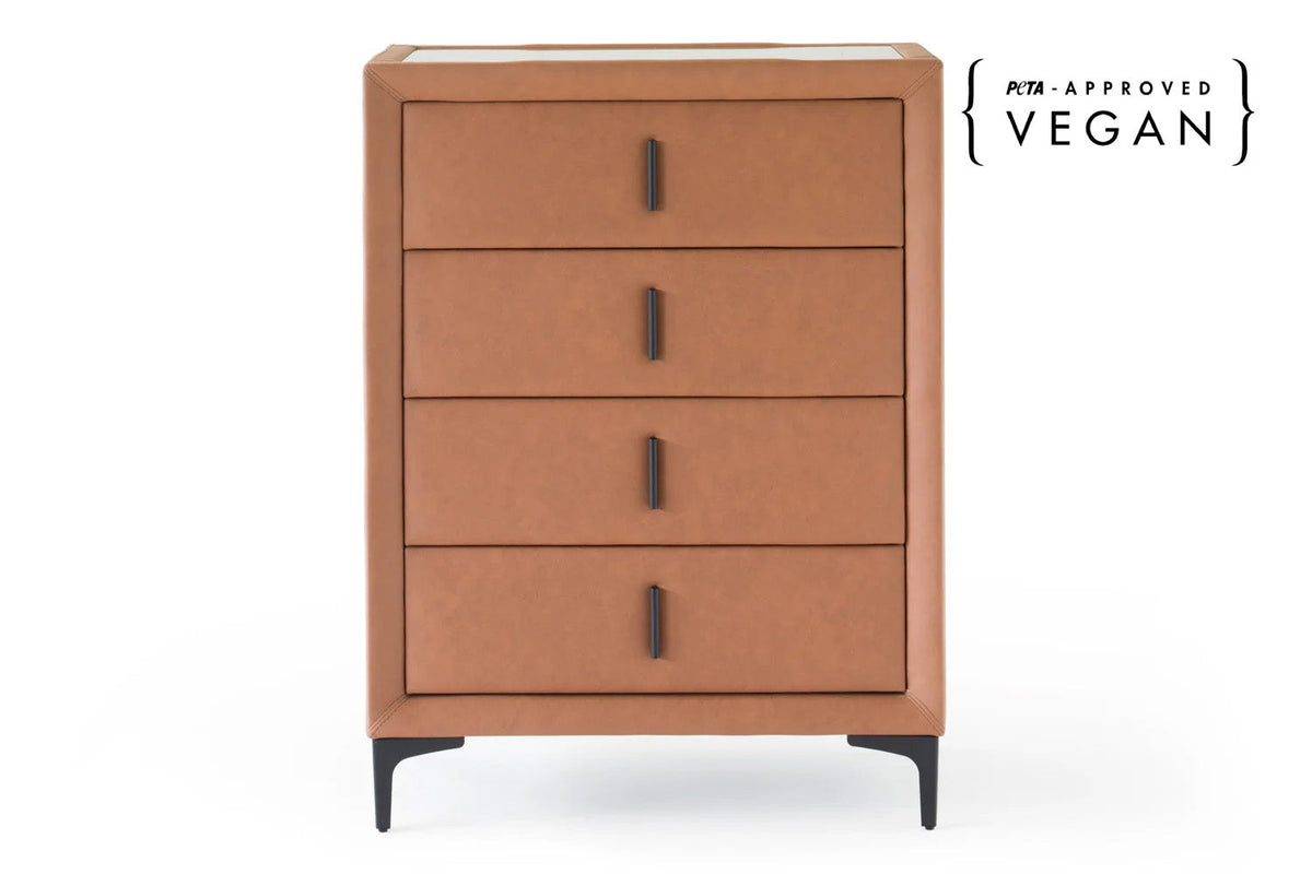 Lewis Chest of Drawer | Vegan Leather | 4 Drawer | Cognac Tan