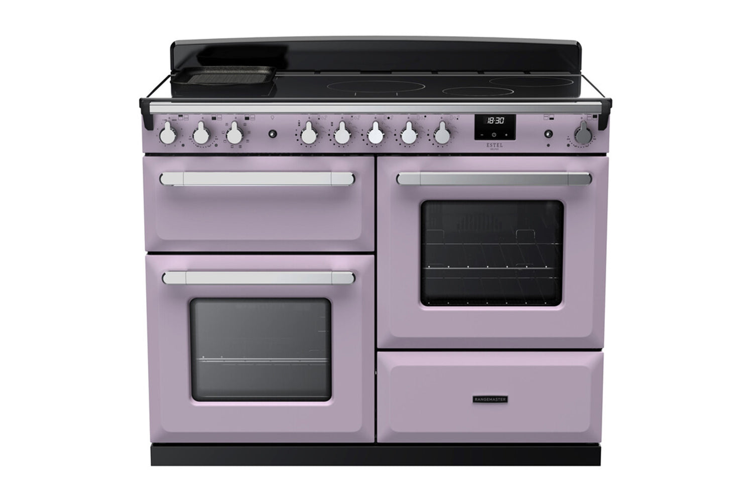 Rangemaster Estel Deluxe 110cm Induction Range Cooker with Chrome Trim | ESDLO110EIPHTH | Heather